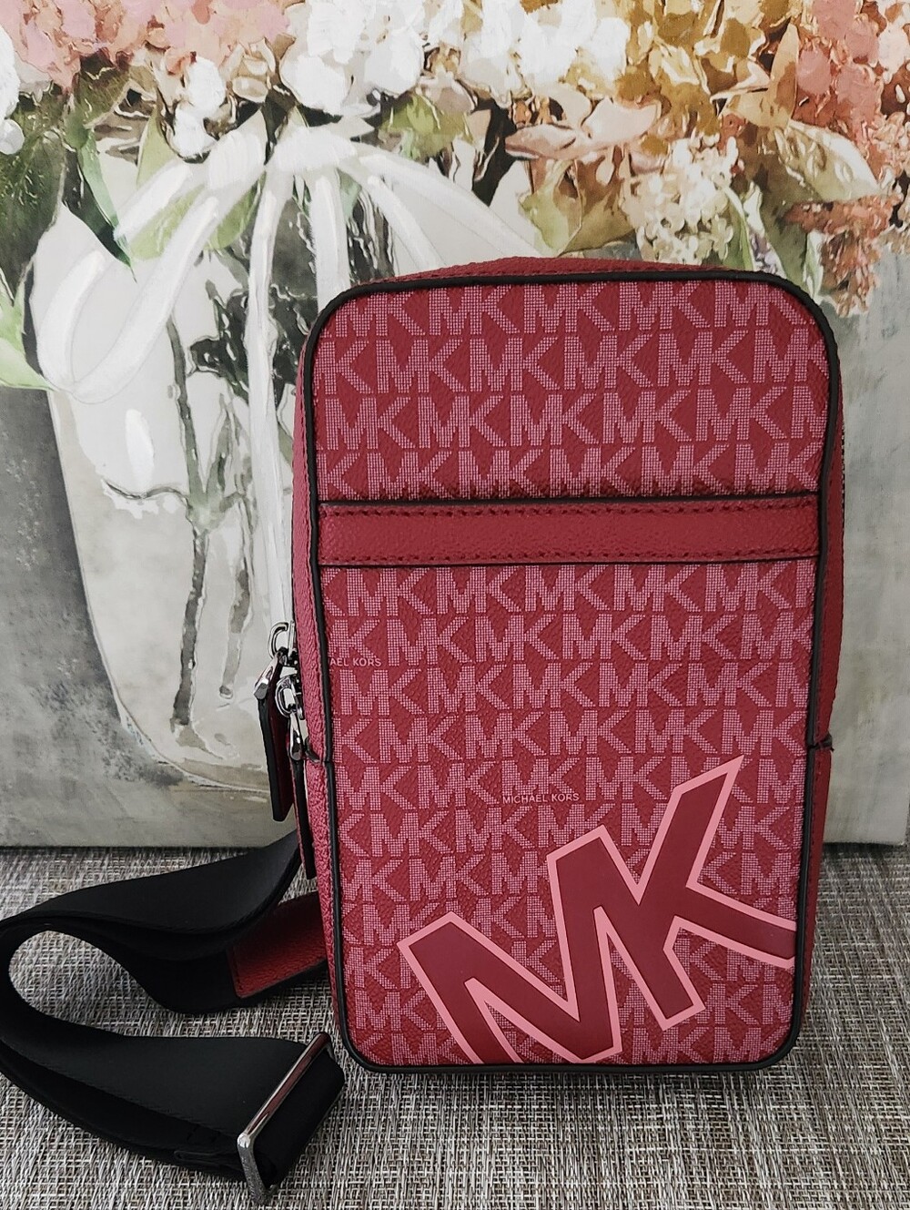 Michael Kors Red  Cooper Logo Messenger Bag